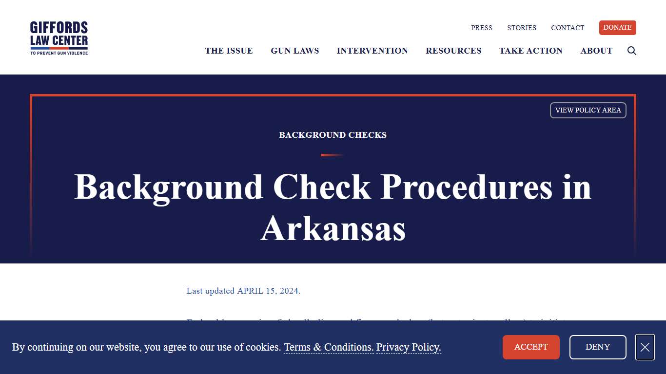 Background Check Procedure Laws in Arkansas Giffords
