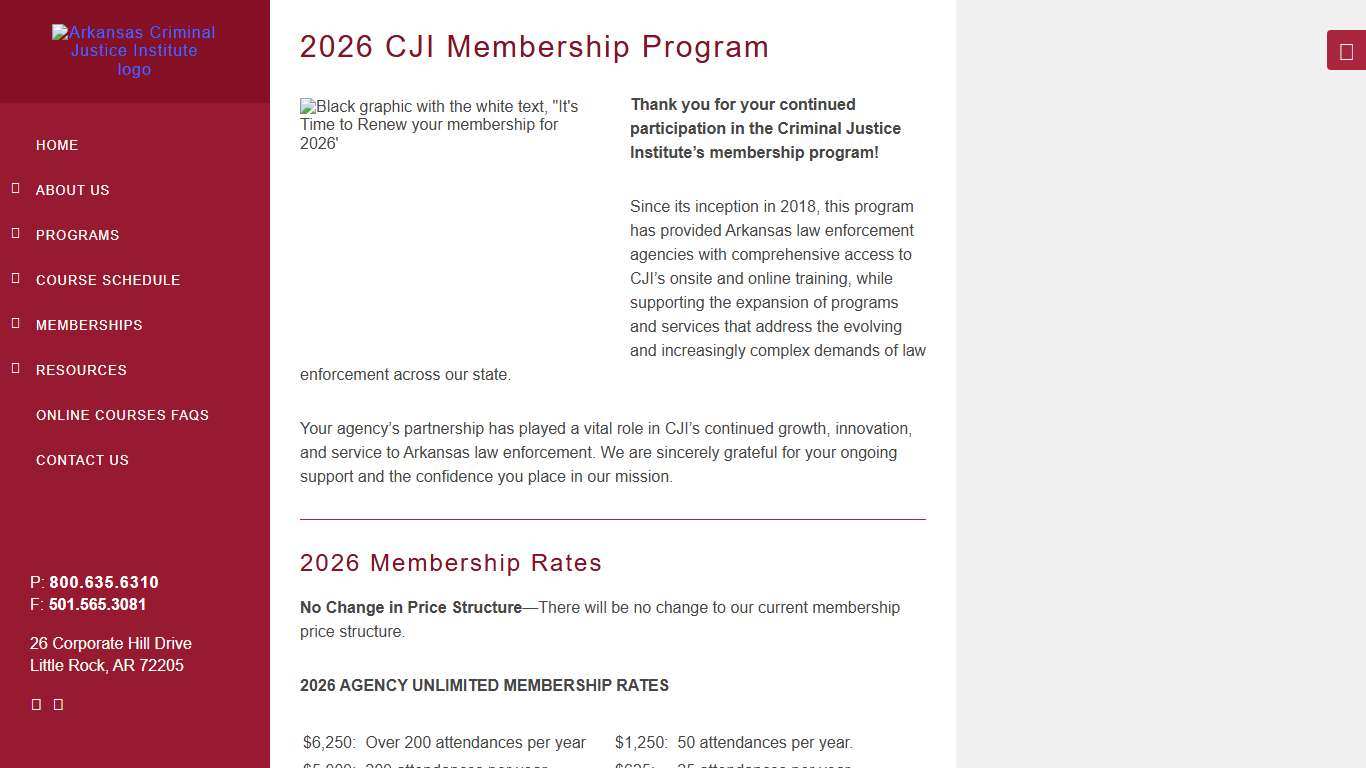2026 CJI Membership Program - Arkansas Criminal Justice Institute Arkansas Criminal Justice Institute
